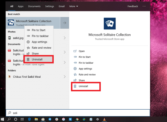 طريقة إزالة ألعاب سوليتير Solitaire Collection من ويندوز 10 1