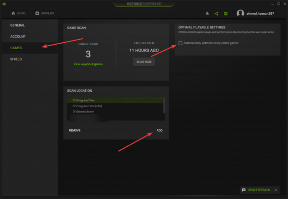 طريقة إضافة الألعاب إلى برنامج Geforce Experience على ويندوز 10 1